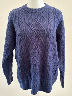 Aelfric Eden Cable Knit Sweater XS Navy Blue Oversized